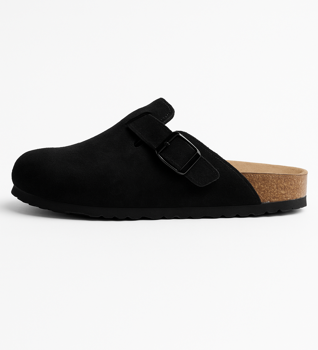 Aria | Suede Clogs with Cork Footbed