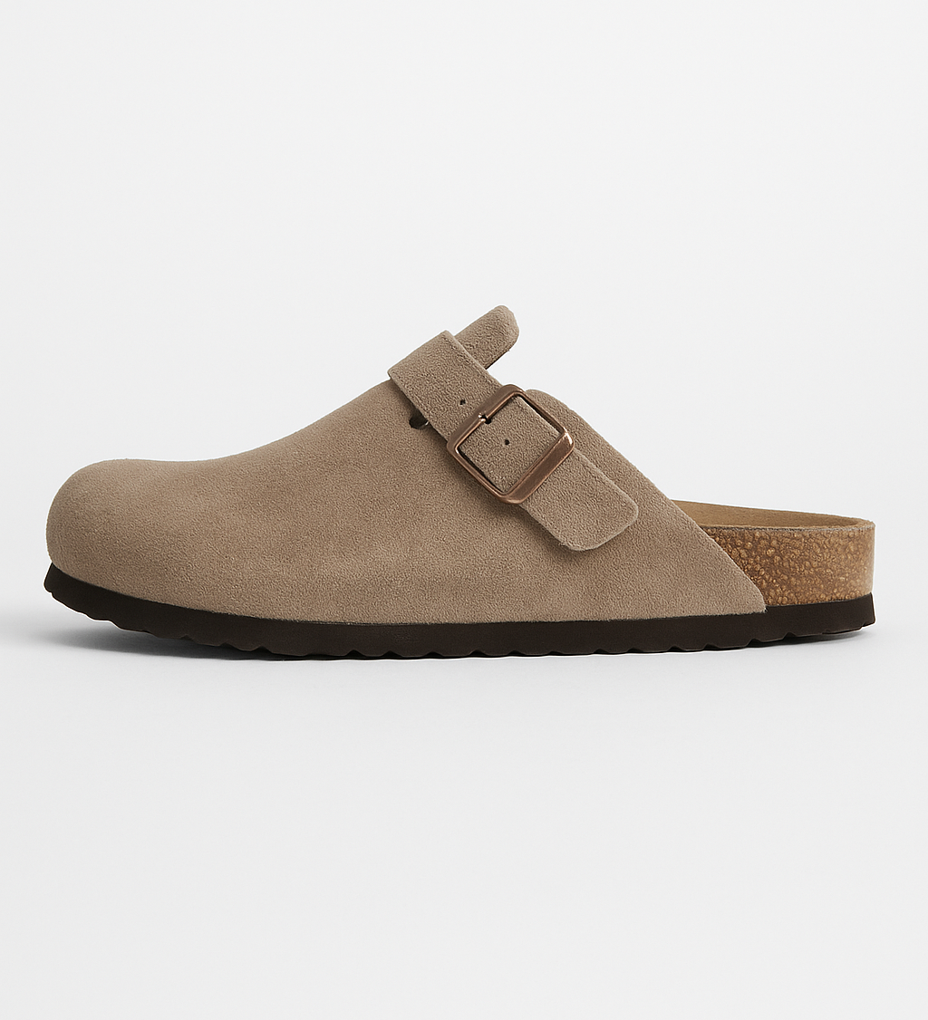 Aria | Suede Clogs with Cork Footbed