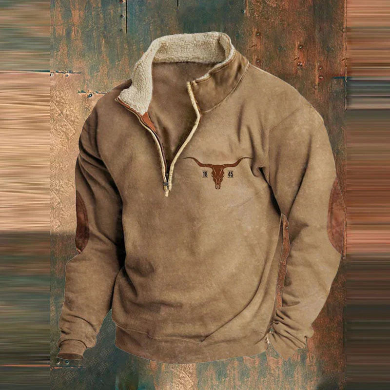 Nathan Cooper | Western Aztec Quarter-Zip Fleece Sweater For Men
