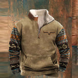Nathan Cooper | Western Aztec Quarter-Zip Fleece Sweater For Men
