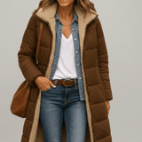 Amelia Laurent | Hooded Longline Puffer Coat For Women