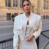 Alessia Romano | Cropped Snap-Button Structured Bomber Jacket For Women