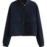 Alessia Romano | Cropped Snap-Button Structured Bomber Jacket For Women