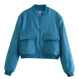 Alessia Romano | Cropped Snap-Button Structured Bomber Jacket For Women