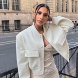 Alessia Romano | Cropped Snap-Button Structured Bomber Jacket For Women