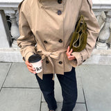 Isabella Laurent | Cropped Belted Trench Jacket For Women