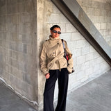 Isabella Laurent | Cropped Belted Trench Jacket For Women