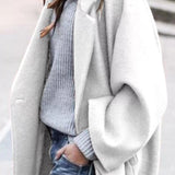 Amélie Laurent | Oversized Wool Blend Long Coat For Women