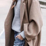 Amélie Laurent | Oversized Wool Blend Long Coat For Women