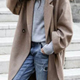 Amélie Laurent | Oversized Wool Blend Long Coat For Women
