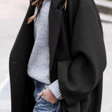 Amélie Laurent | Oversized Wool Blend Long Coat For Women