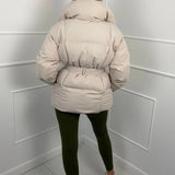 Amelie Dubois | Belted Puffer Jacket With Luxe Collar For Women