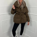 Amelie Dubois | Belted Puffer Jacket With Luxe Collar For Women
