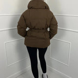 Amelie Dubois | Belted Puffer Jacket With Luxe Collar For Women