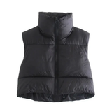 Elena Rossi | Cropped Puffer Vest With Luxe Collar For Women