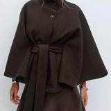 Valentina Moretti | Belted Cape Coat For Women