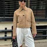 Lucienne Caruso | Cropped Suede Jacket For Women