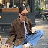 Valeria Romano | Vintage Suede Cropped Jacket For Women
