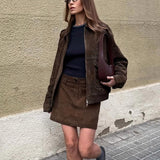 Valeria Romano | Vintage Suede Cropped Jacket For Women