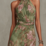 Avelisse – Floral Halter Maxi Dress