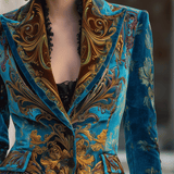 Luxury Bohemian Baroque Velvet Tailored Blazer