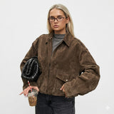 Valeria Romano | Vintage Suede Cropped Jacket For Women