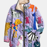 Rhea | Casual Quilted Jacket with Dog Print