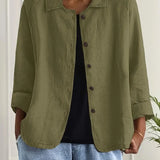 Amélie Rousseau | Sky Breeze Button Linen Jacket with Relaxed Elegance For Women