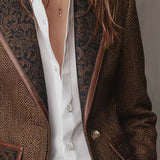 Herringbone Tweed Blazer With Printed Panels