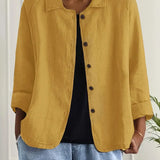 Amélie Rousseau | Sky Breeze Button Linen Jacket with Relaxed Elegance For Women