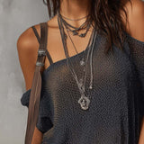 Retro Irregular Shoulder Knit Blouse