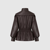 Valentina Moreau | Luxe Faux Leather Peplum Jacket For Women