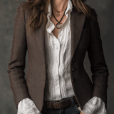 Vintage Brown Tweed Blend Tailored Blazer