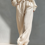 MARIA |  Knit Fabric Cold-Shoulder Turtleneck Top & Wide-Leg Pants Set