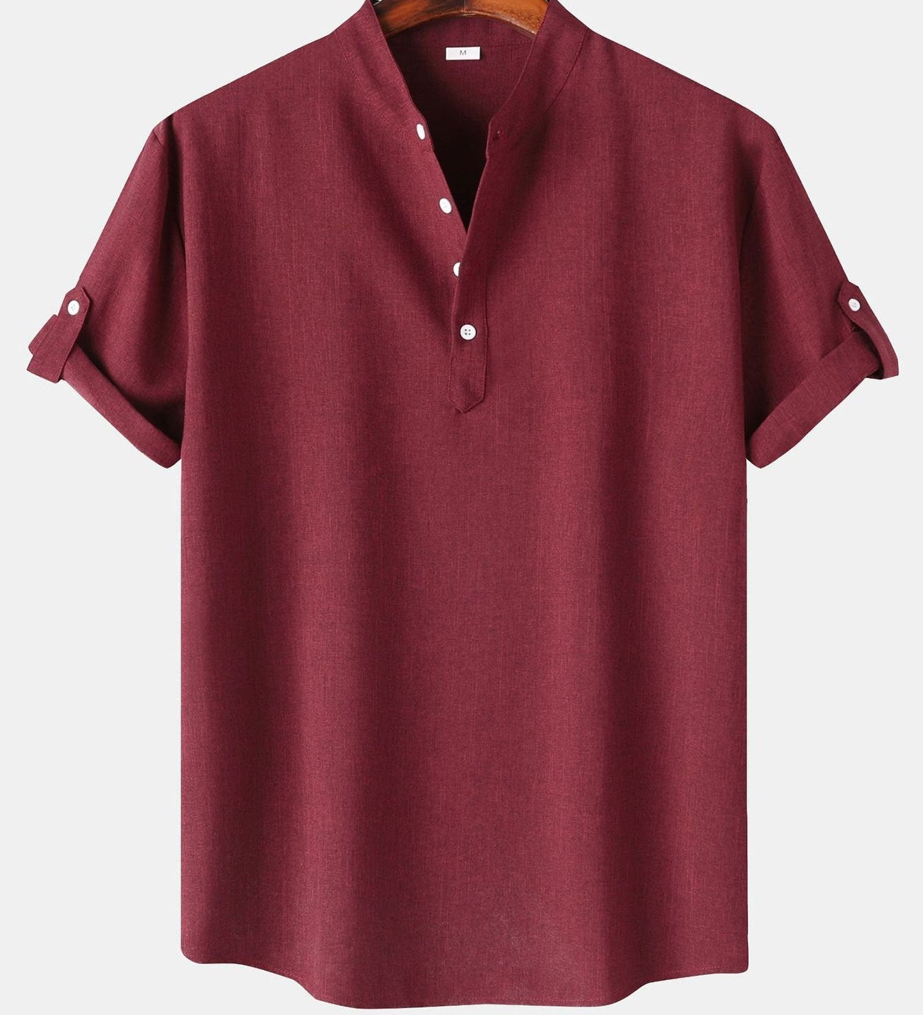 Short Sleeve Linen Henley Shirt
