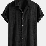 Geometrisch Jacquard Cubaanse Shirt & Rechte Linnen Broek