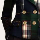 Casual Lapel Plaid Double-breasted Woolen Blazer