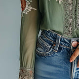 Bohemian Floral Printed Lace Blouse
