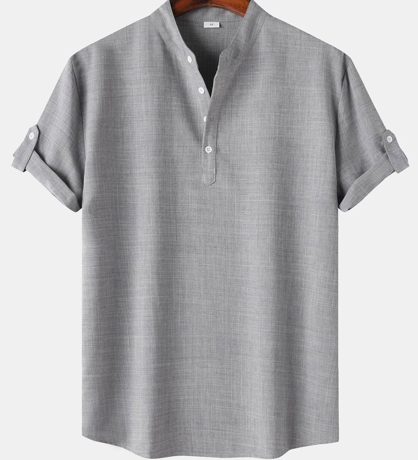 Short Sleeve Linen Henley Shirt