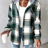 Grace Sutton | Plaid Flannel Hooded Shacket For Women
