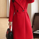 Elena Whitmore | Premium Belted Long Wool Coat For Women