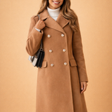 Clara Bellini | Luxury Double-Breasted Long Coat For Women