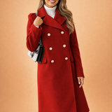 Clara Bellini | Luxury Double-Breasted Long Coat For Women